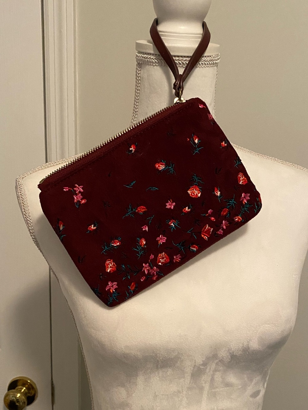 Women's Burgundy Floral Embroidered Wristlet Clutch by Old Navy